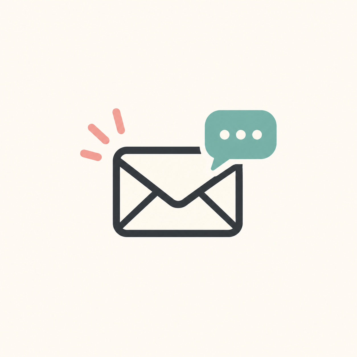 Simple envelope and message bubble illustration.